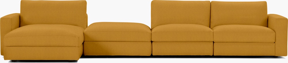 Reid Sectional - Sectional With Ottoman,  Left,  Boucle,  Ochre,  1" Block"