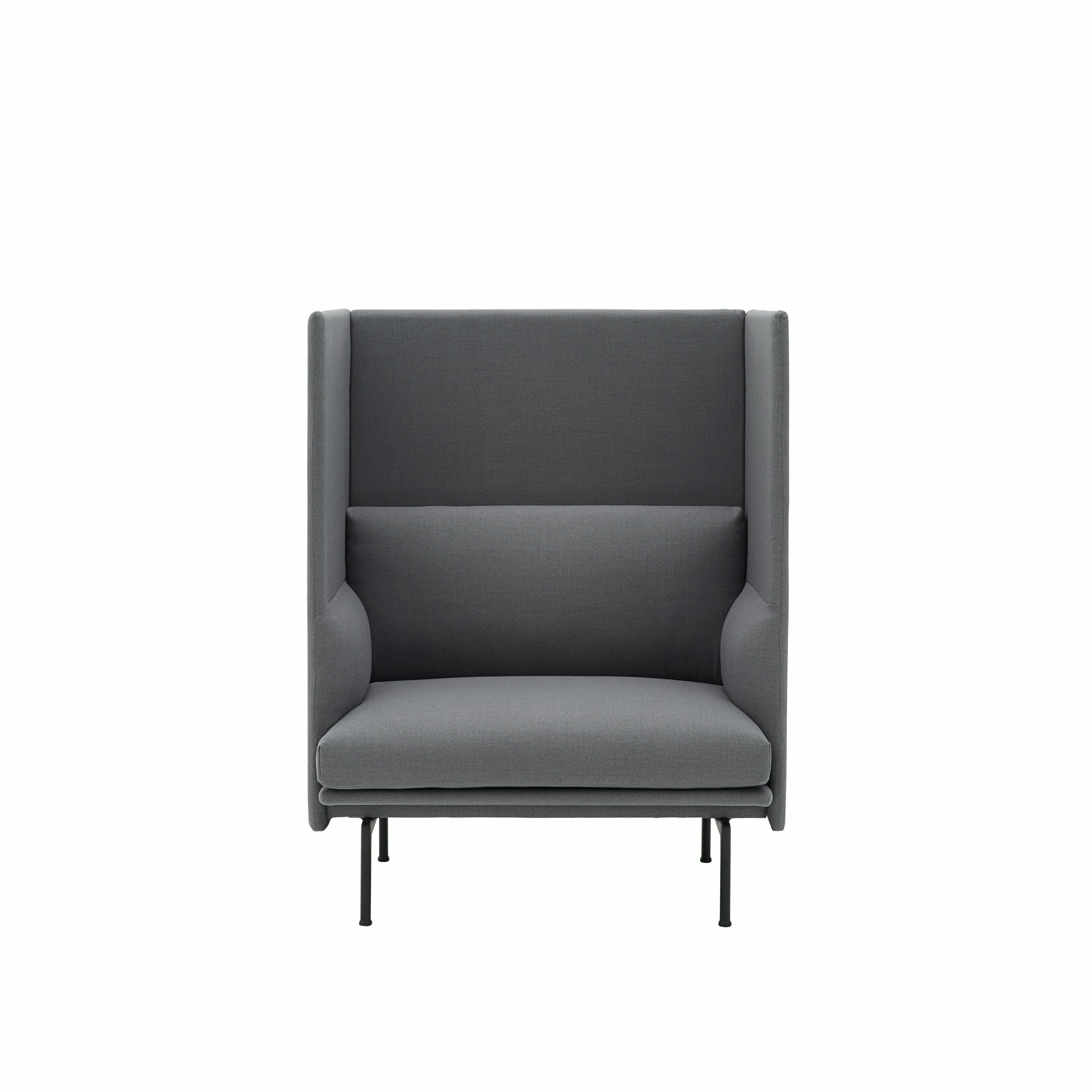 Outline highback sofa 1 seater knoll attire k234010 elephant black Muuto