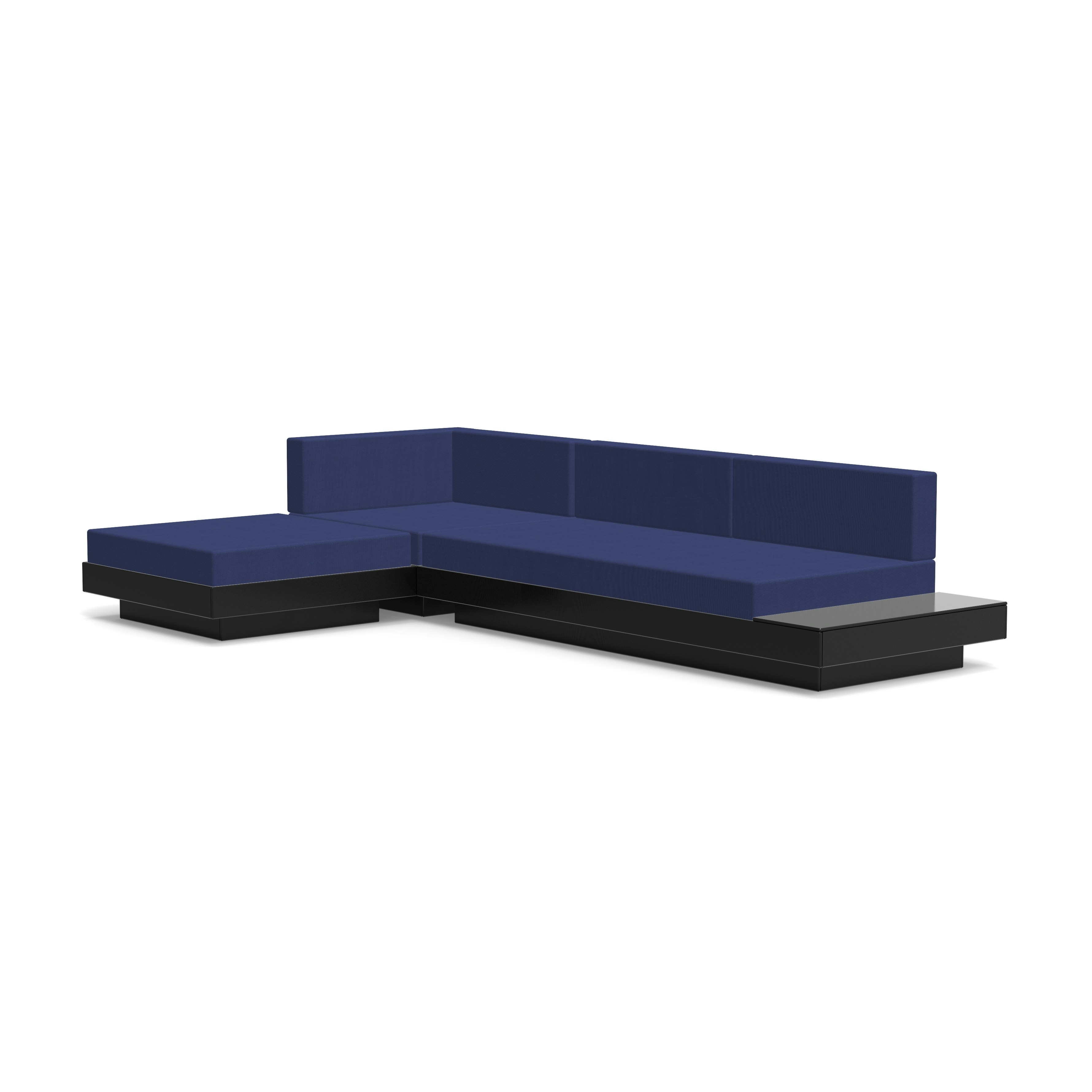 Platform One Sectional with Chaise - Black; Canvas Navy