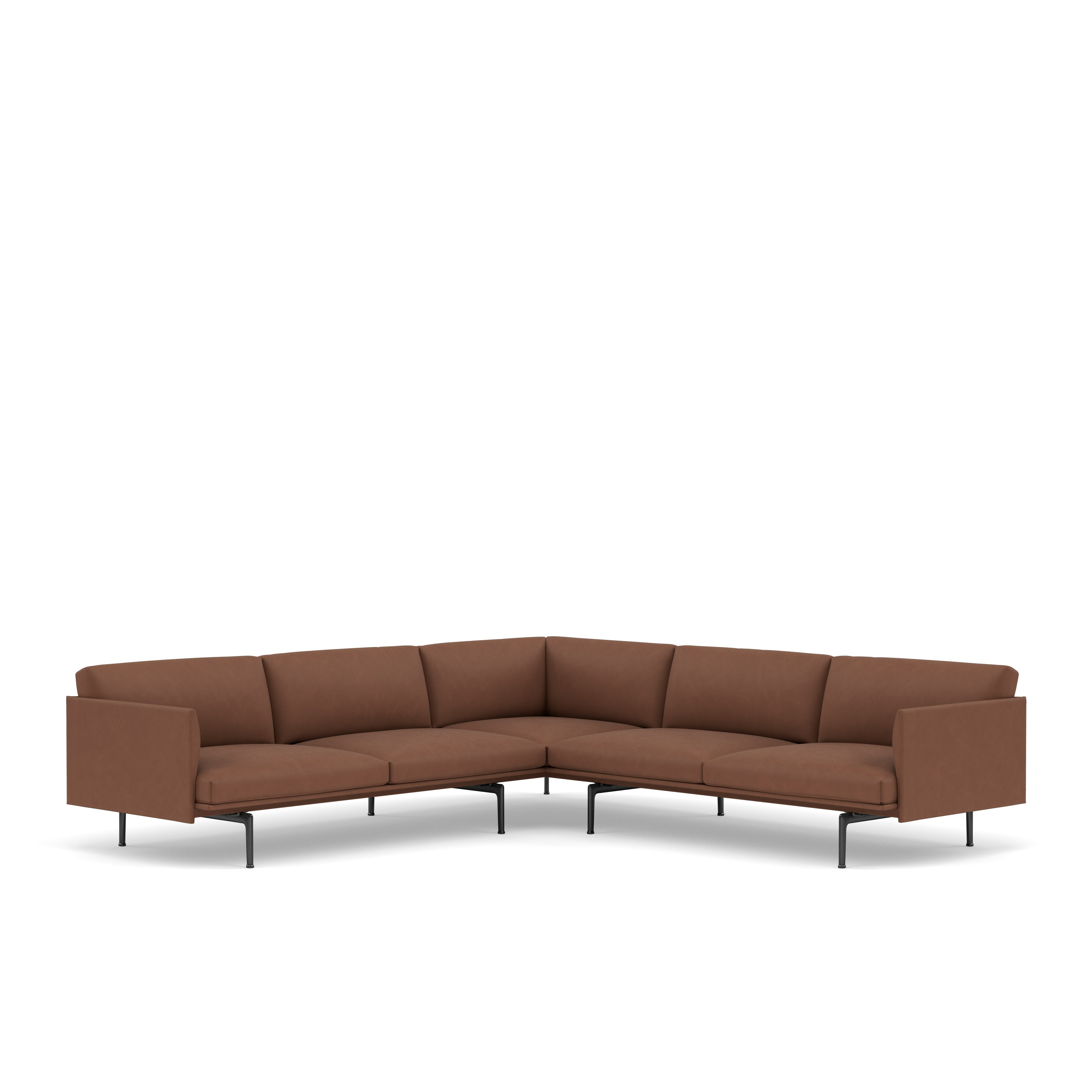 Outline Corner Sofa\BASE: Black\LEATHER: Allure Leather (T)\COL: Cedar