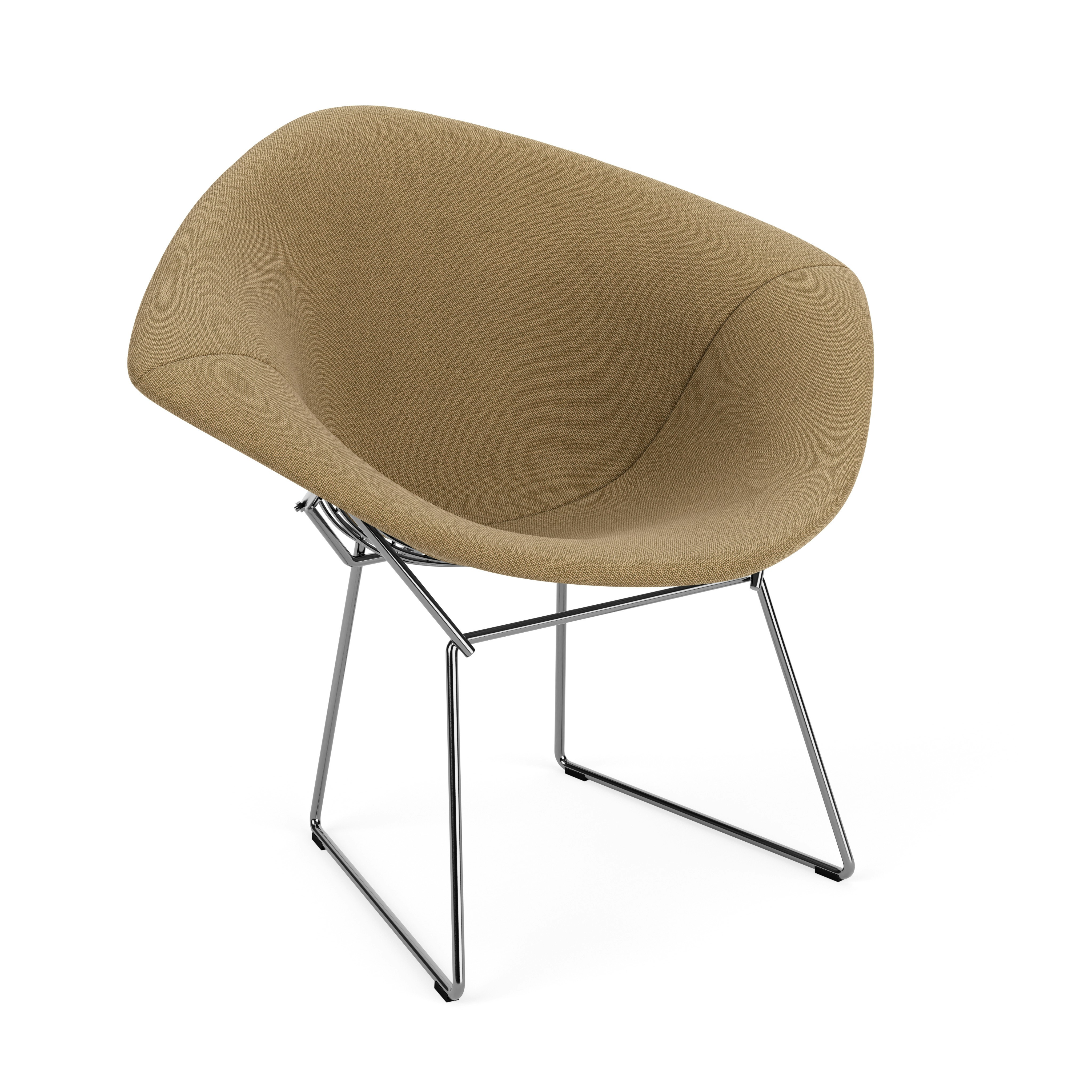 Bertoia Diamond Chair, Polished Chrome, Full Cover, Hourglass, Latte