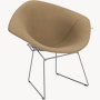 Bertoia Diamond Chair, Polished Chrome, Full Cover, Hourglass, Latte