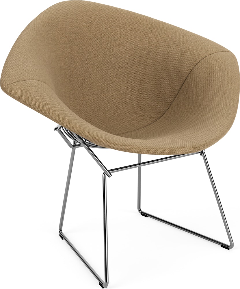 Bertoia Diamond Chair, Polished Chrome, Full Cover, Hourglass, Latte