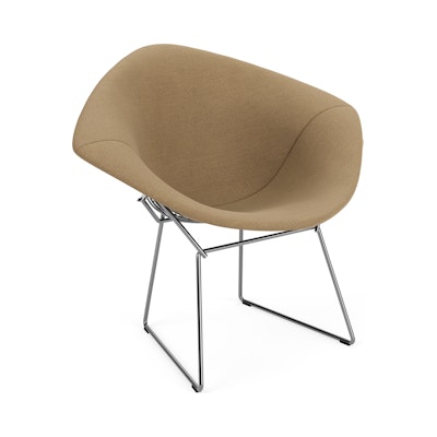Bertoia Diamond Chair, Polished Chrome, Full Cover, Hourglass, Latte Bertoia Diamond Chair, Polished Chrome, Full Cover, Hourglass, Latte