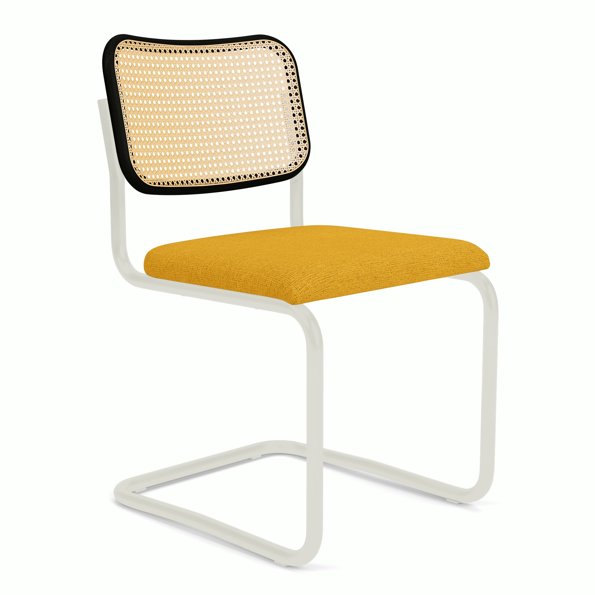 Cesca Upholstered Chair - Ebonized Beech ,  Side Chair ,  Seat Pad,  diva,  daffodil,  white frame