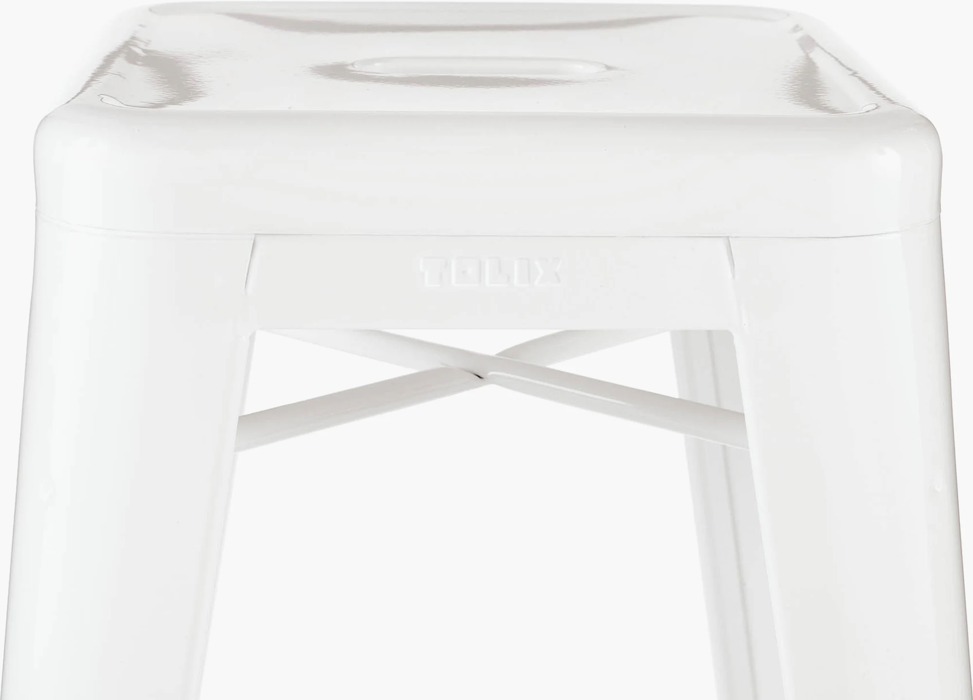 White stool top seat with molded underside brace