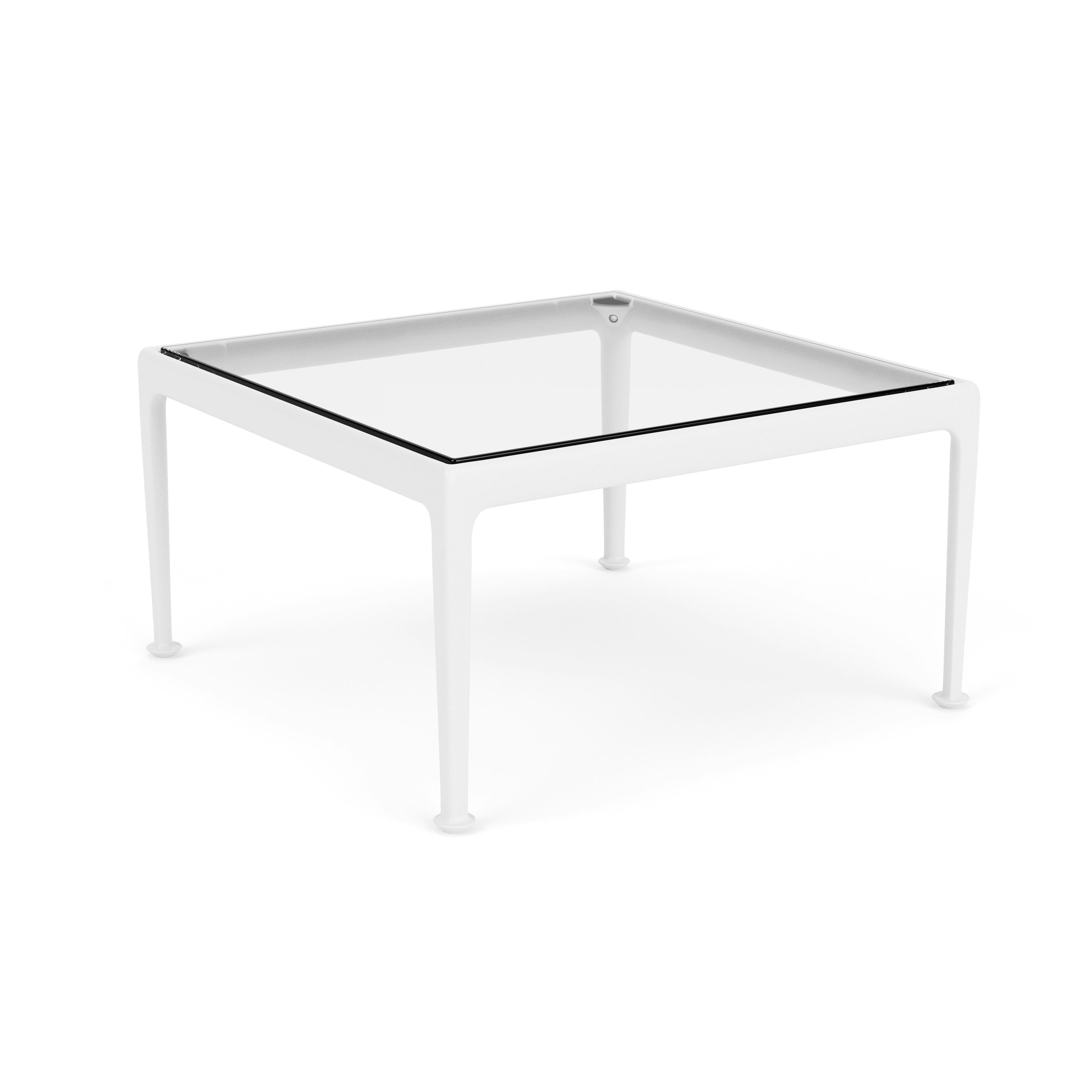 1966 Coffee Table - 28" x 28"", Clear Glass, White
