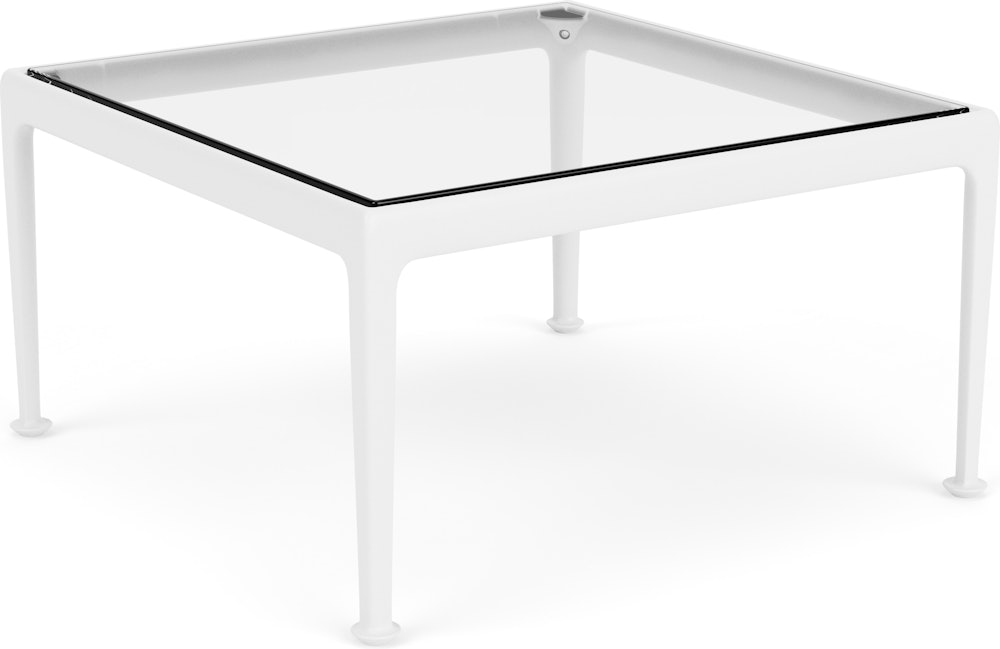 1966 Coffee Table - 28" x 28"", Clear Glass, White