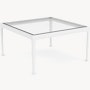 1966 Coffee Table - 28" x 28"", Clear Glass, White