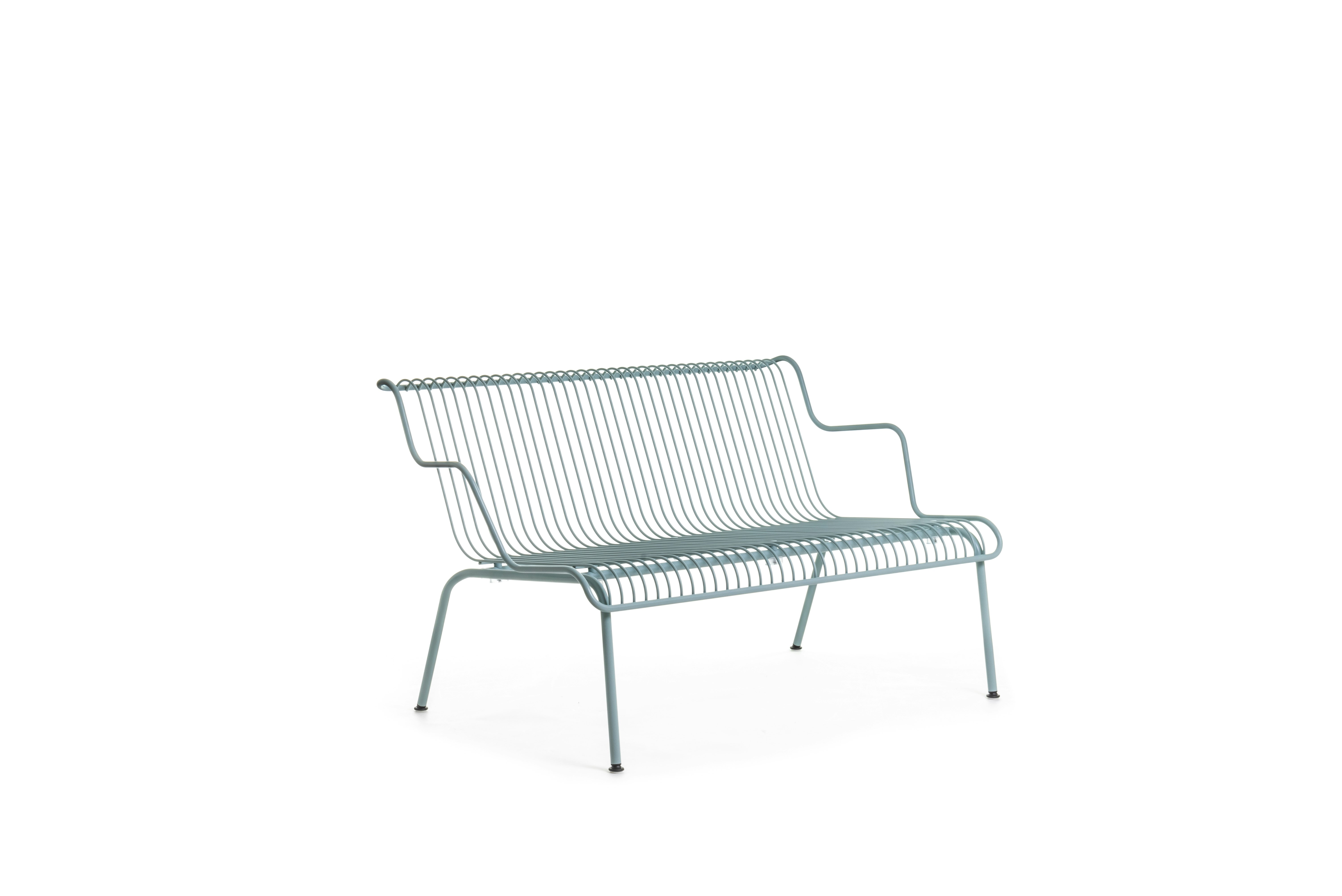 South Outdoor Lounge Bench with Arms - Light Blue