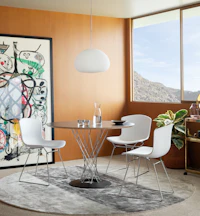 Bertoia Molded Shell Side Chair, Cyclone Dining Table