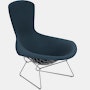 Bertoia Bird Lounge Chair, Polished Chrome, Full Cover, Hourglass, Indigo