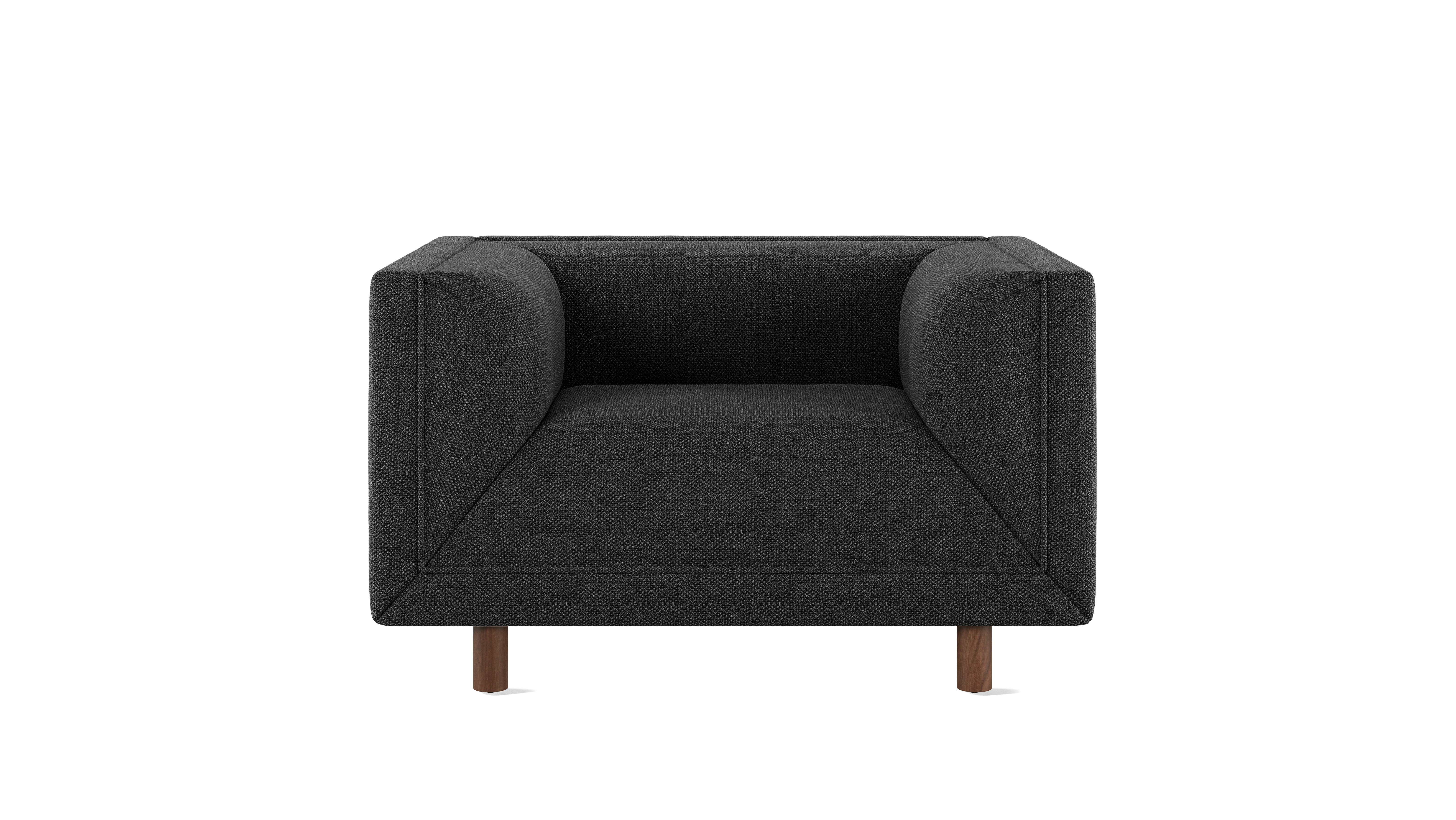 Rolled Arm Club Chair - Capri,  Graphite,  Walnut