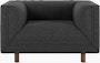 Rolled Arm Club Chair - Capri,  Graphite,  Walnut
