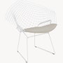 Bertoia Diamond Chair, White, Seat Pad, Crossroad, Almond