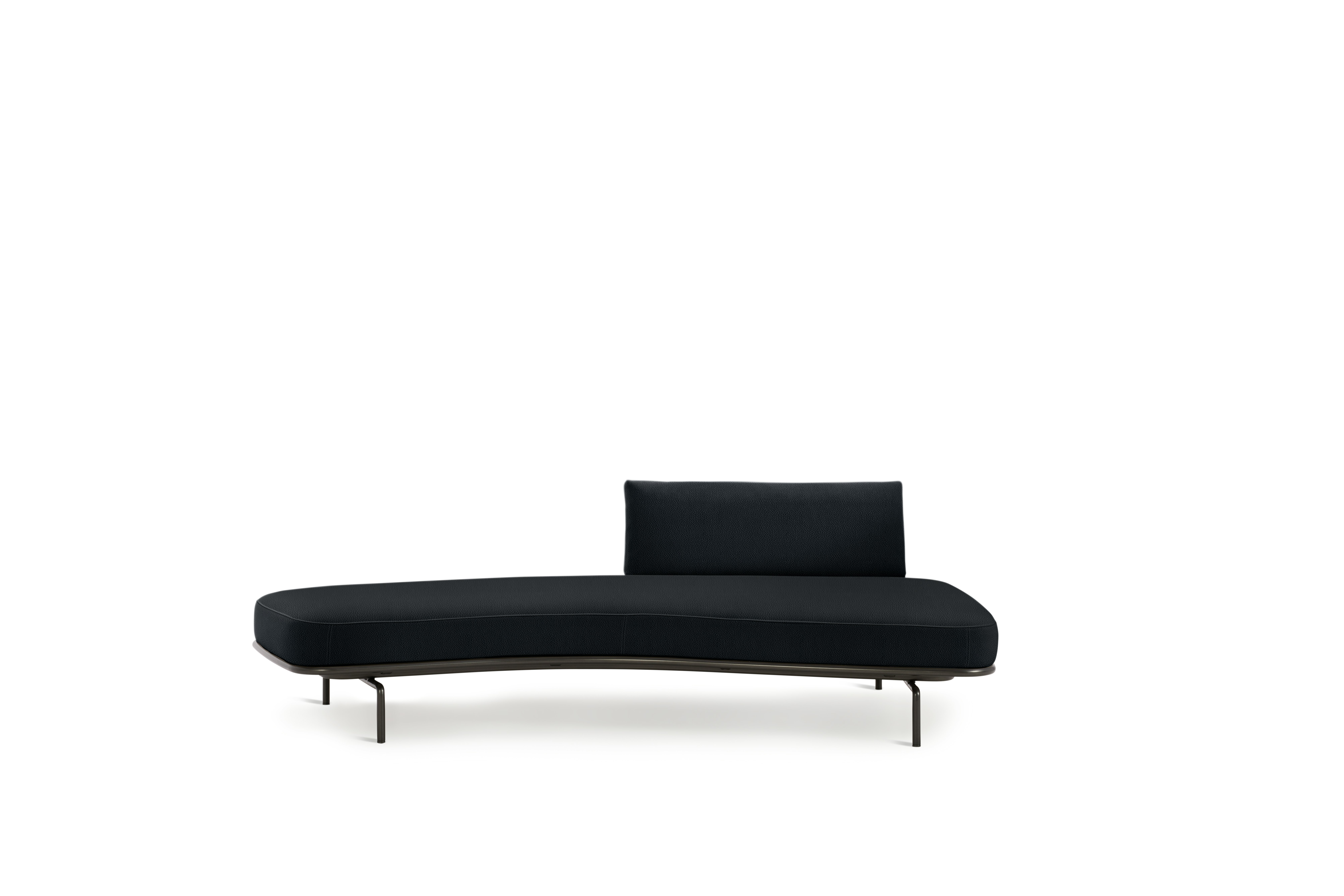 Panoramic Sofa - Left,  Single Large,  Volo Leather,  Black,  Charcoal