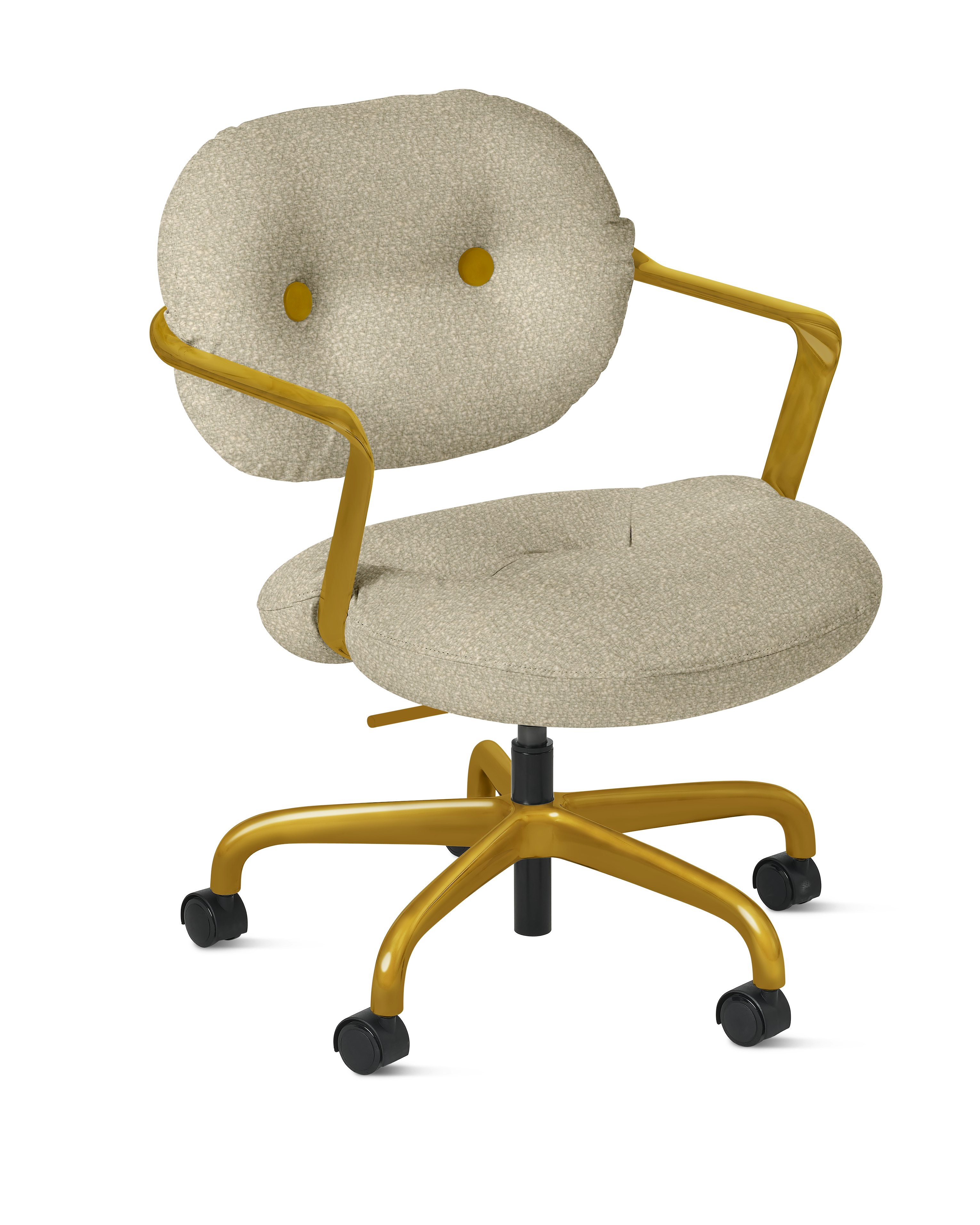 Morrison Hannah Task Chair - With Arms,  Knoll Boucle,  Neutral,  Saffron,  Soft Caster FSC Certified