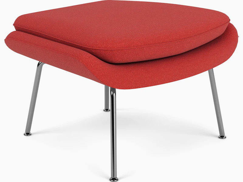 Womb Ottoman - Medium, Classic Boucle, Fiery, Polished Chrome