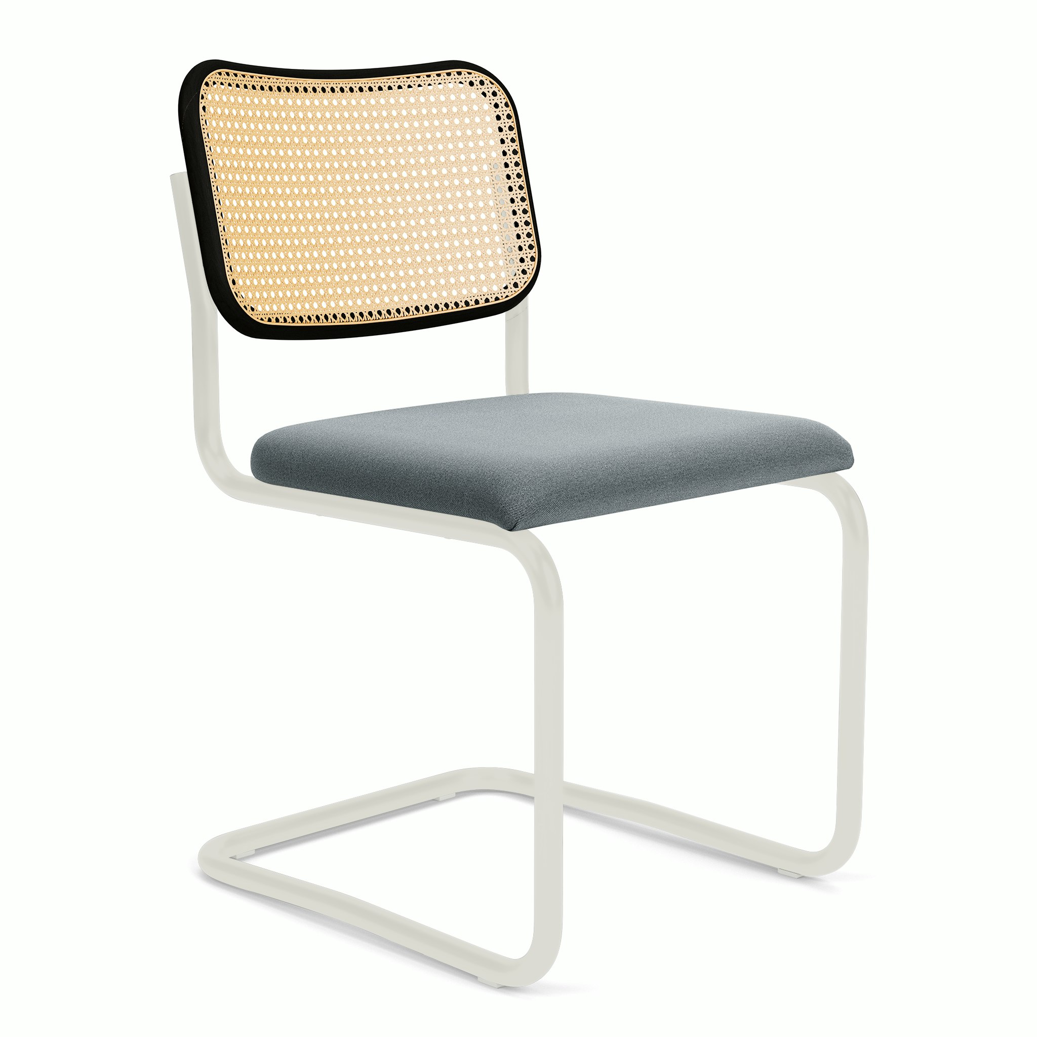 Cesca Upholstered Chair - Ebonized Beech ,  Side Chair ,  Seat Pad,  hourglass,  iron,  white frame