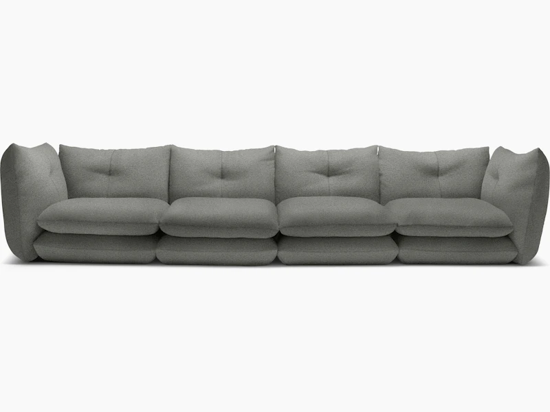 Pillo Sofa - Four Seater, Standard or Deep, Puff, Grey