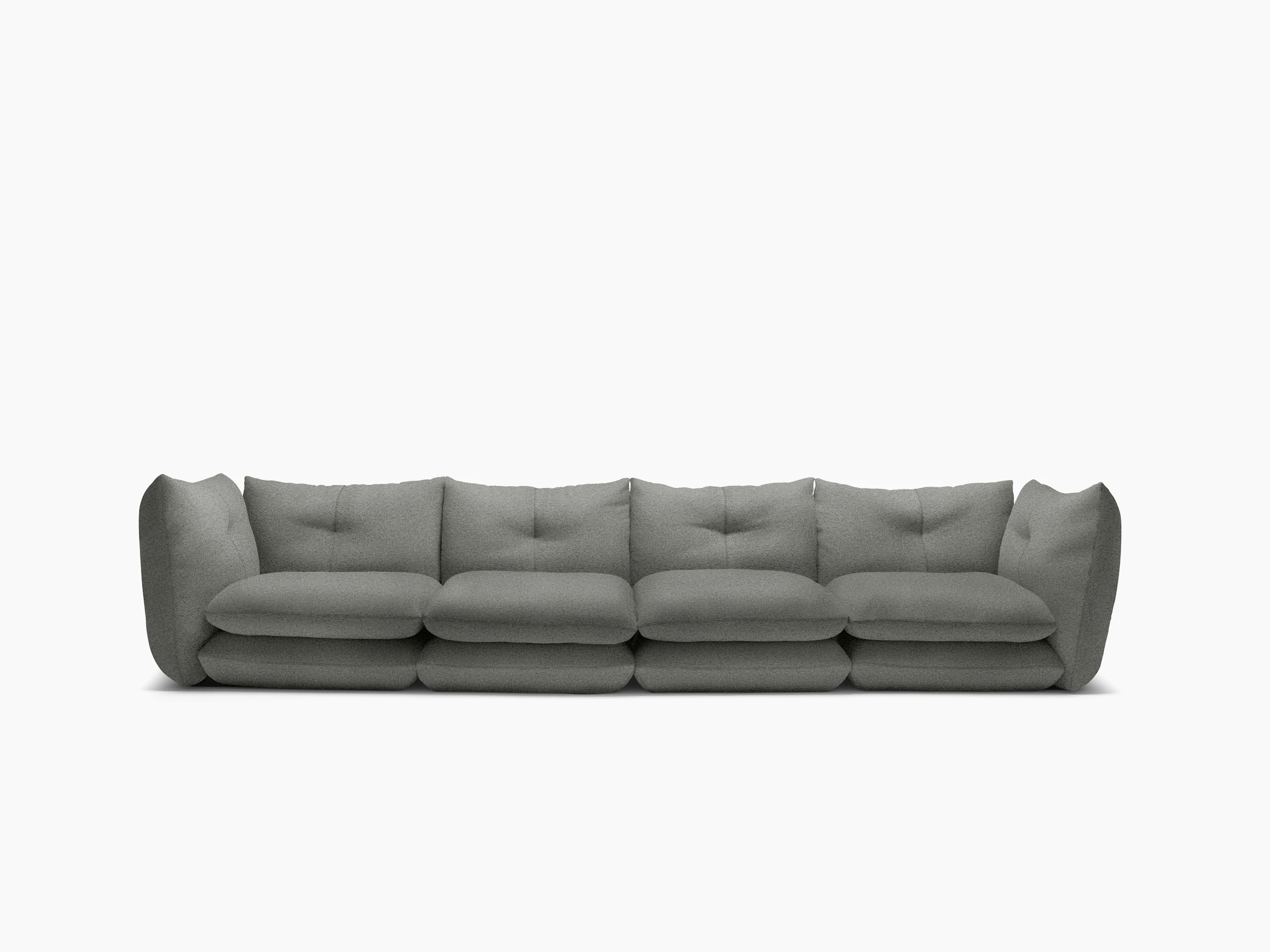 Pillo Sofa - Four Seater, Standard or Deep, Puff, Grey