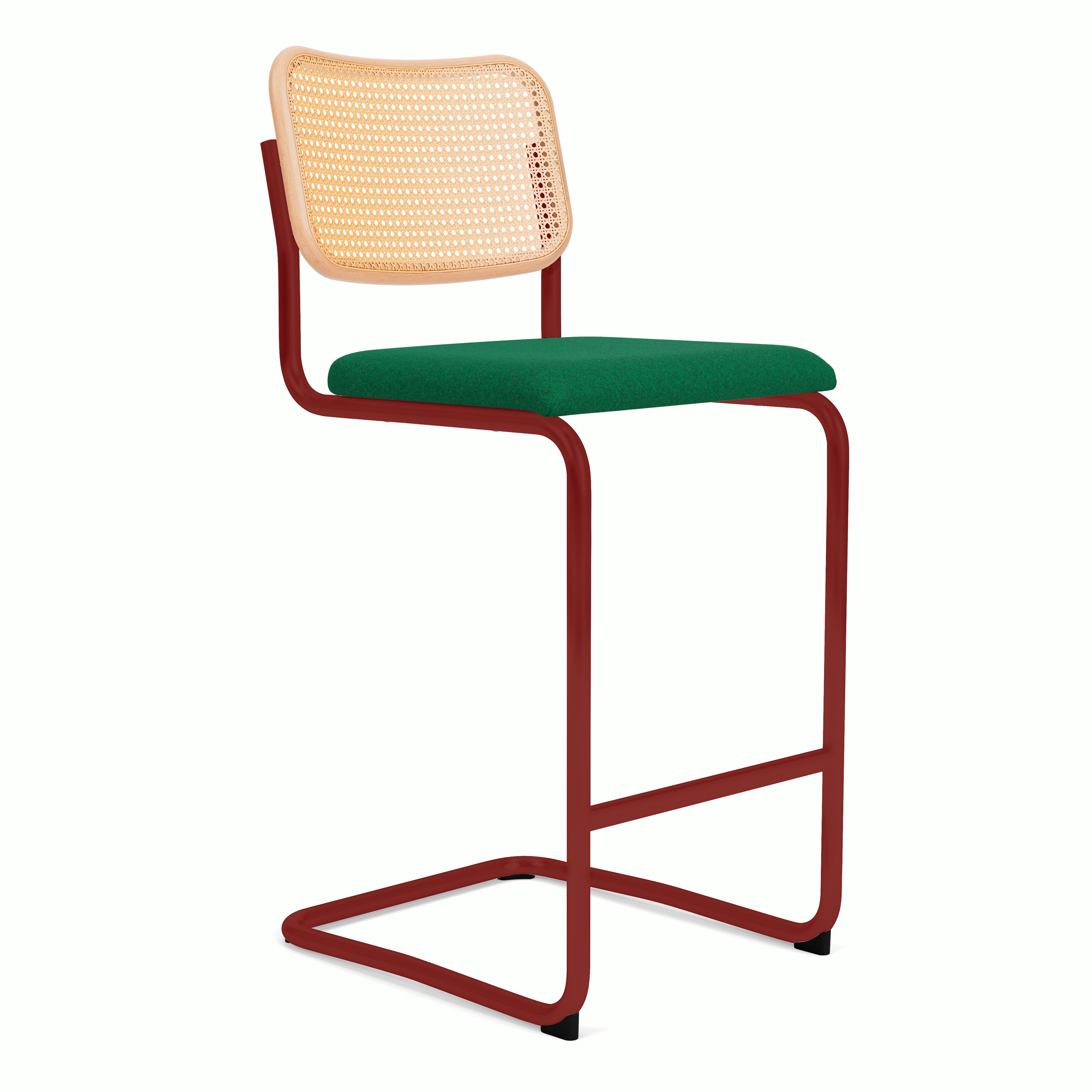 Cesca Upholstered Stool - Natural Beech,  Bar Height ,  Seat Pad,  Wow Factor,  holiday,  red frame