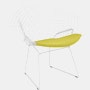 Bertoia Diamond Chair, White, Seat Pad, Knoll Boucle, Chartreuse