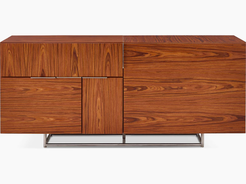 A Domino Storage credenza with a wood veneer finish.