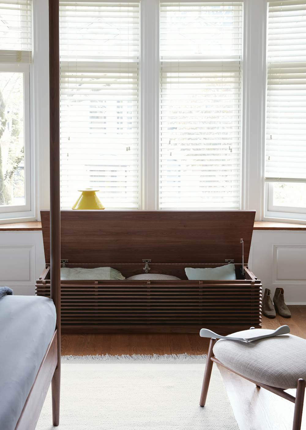 Line Storage Bench Large in a bedroom setting