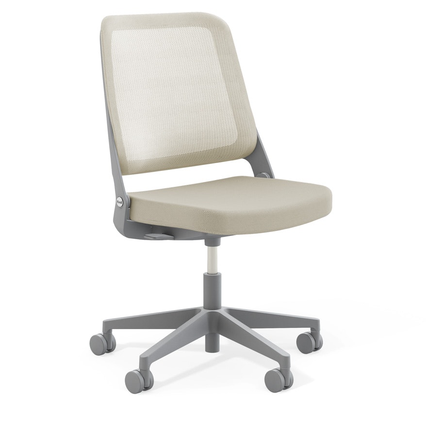 Ollo Chair - Armless, Husk, Husk, Medium Grey, Plastic, Soft Casters