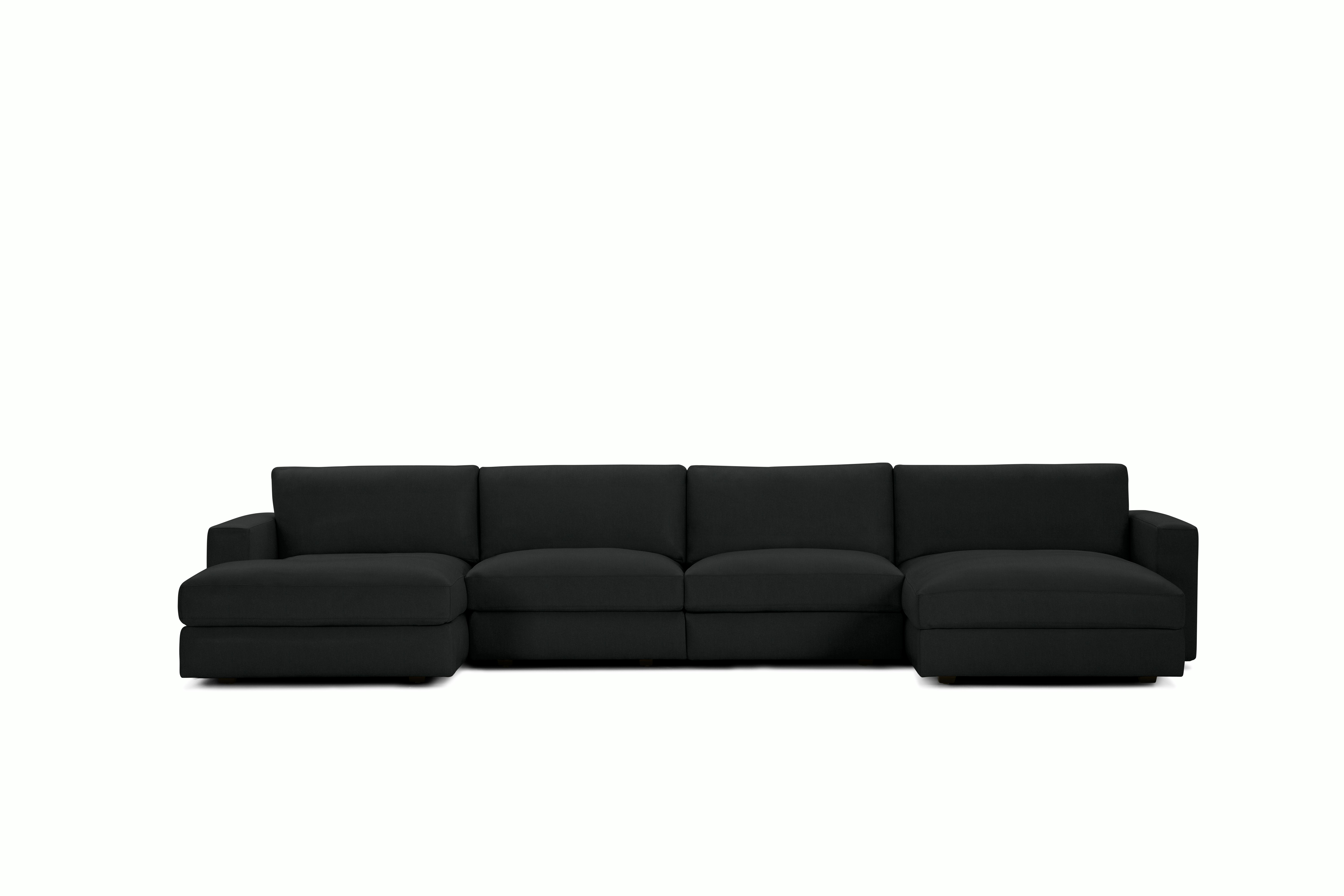 Reid Sectional - Double Chaise Sectional,  Standard,  Crypton Sintra Velvet,  Shark,  1" Block"