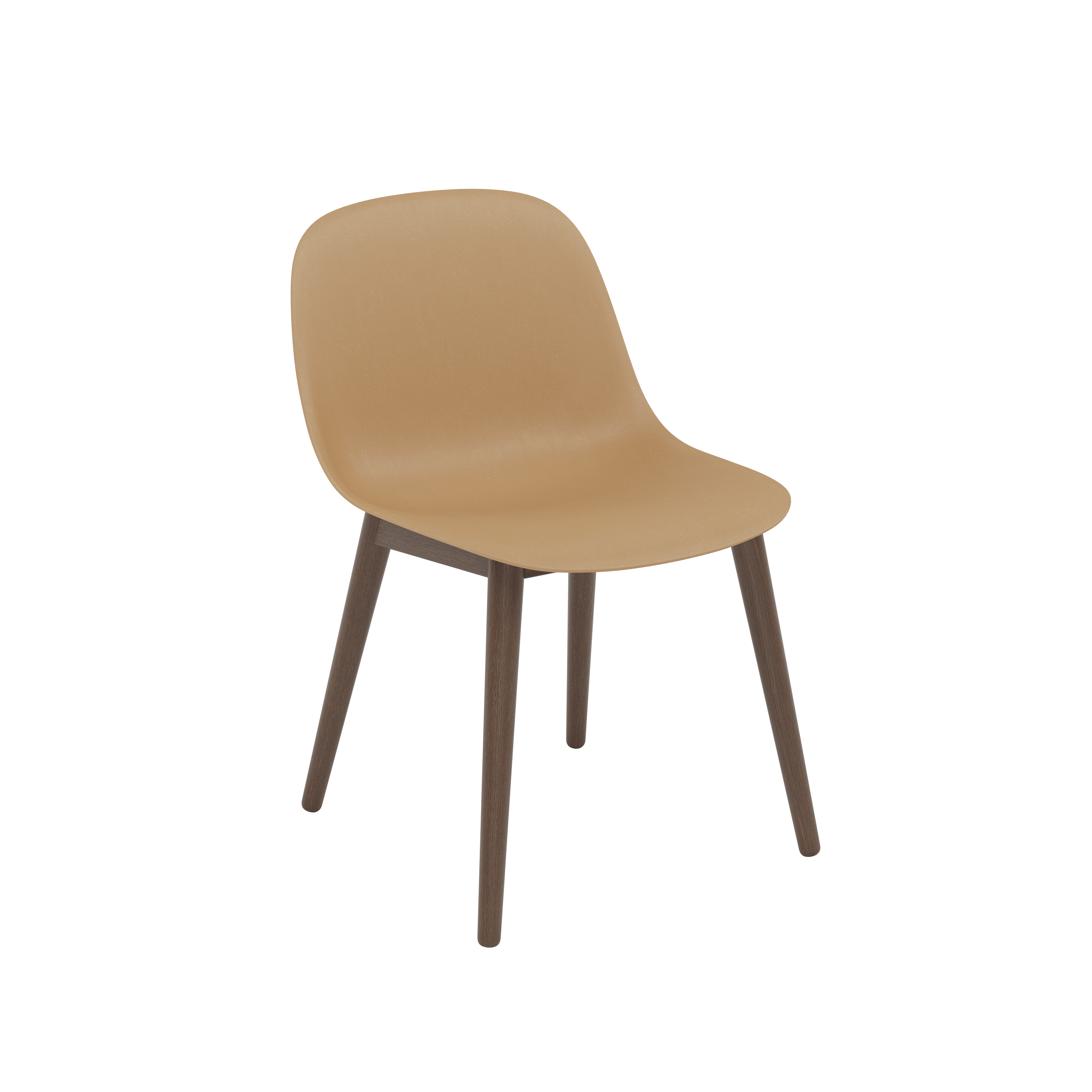 Fiber Dining Chair - Side Chair,  Recycled Plastic,  Ochre,  Dark Stained Oak