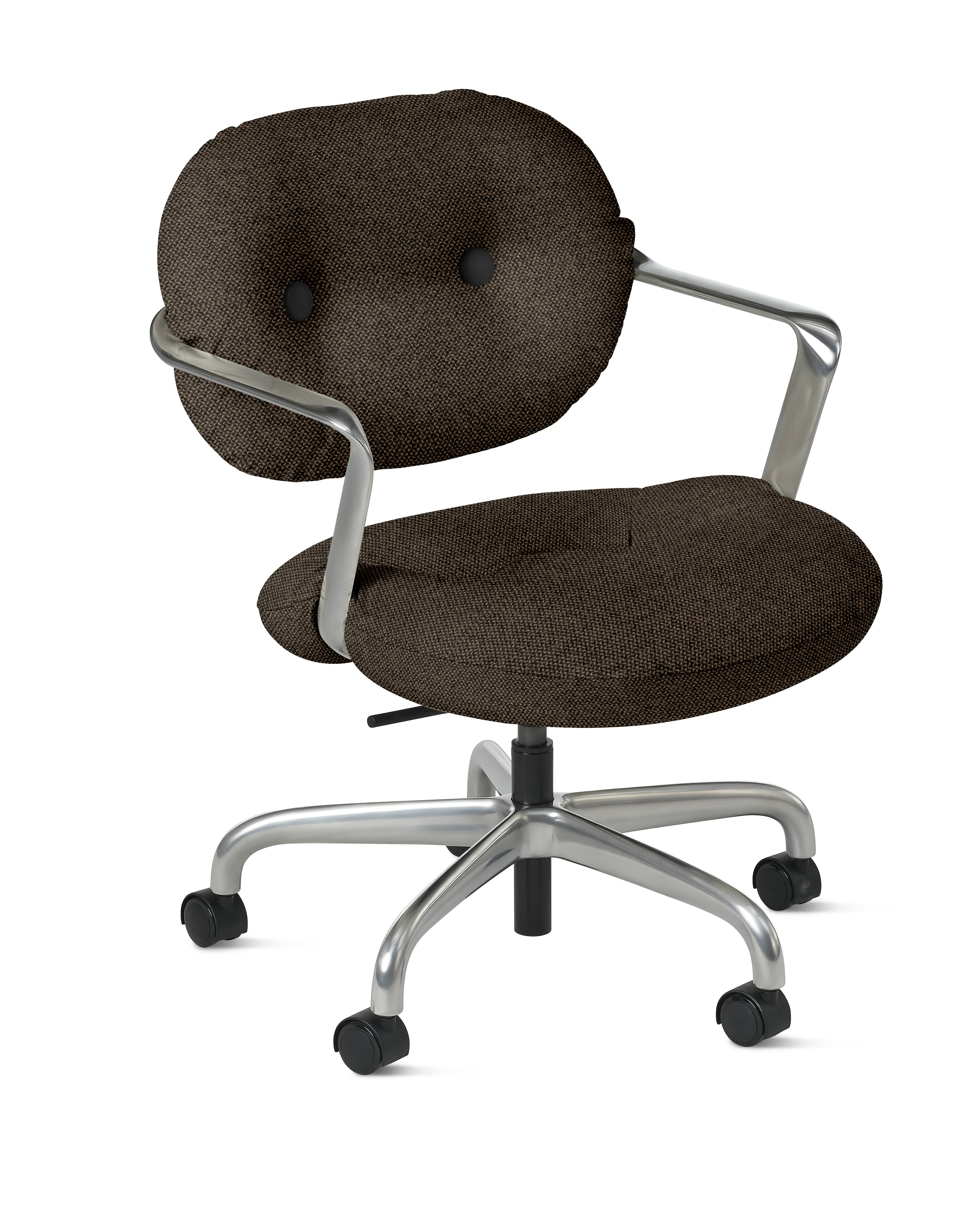 Morrison Hannah Task Chair - With Arms,  Hourglass,  Mocha,  Half Polished Aluminum,  Soft Caster FSC Certified