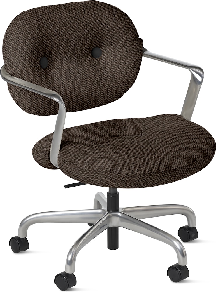 Morrison Hannah Task Chair - With Arms,  Hourglass,  Mocha,  Half Polished Aluminum,  Soft Caster FSC Certified