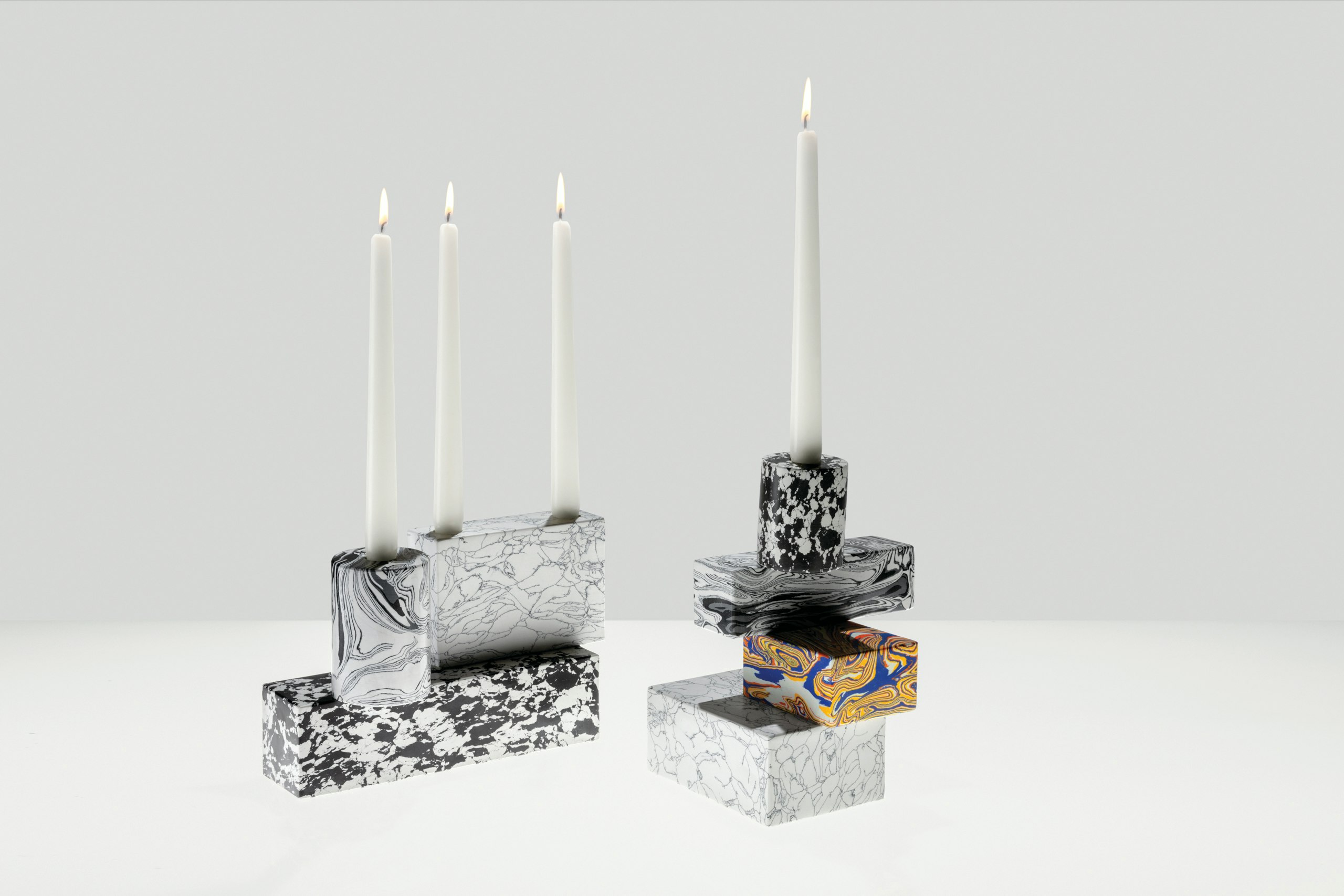 Swirl Black and White Candelabra