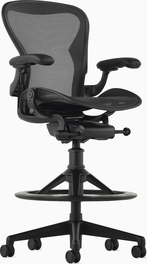 Aeron Stool in Onyx with Zonal Support, Tilt Limiter and stationary arms