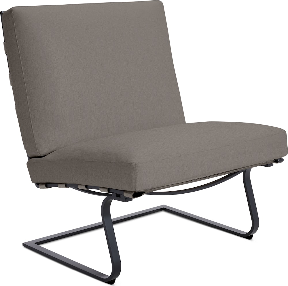 Tugendhat Chair in Acqua Leather,  Aquitania with belting in Acqua Leather,  Aquitania and black frame