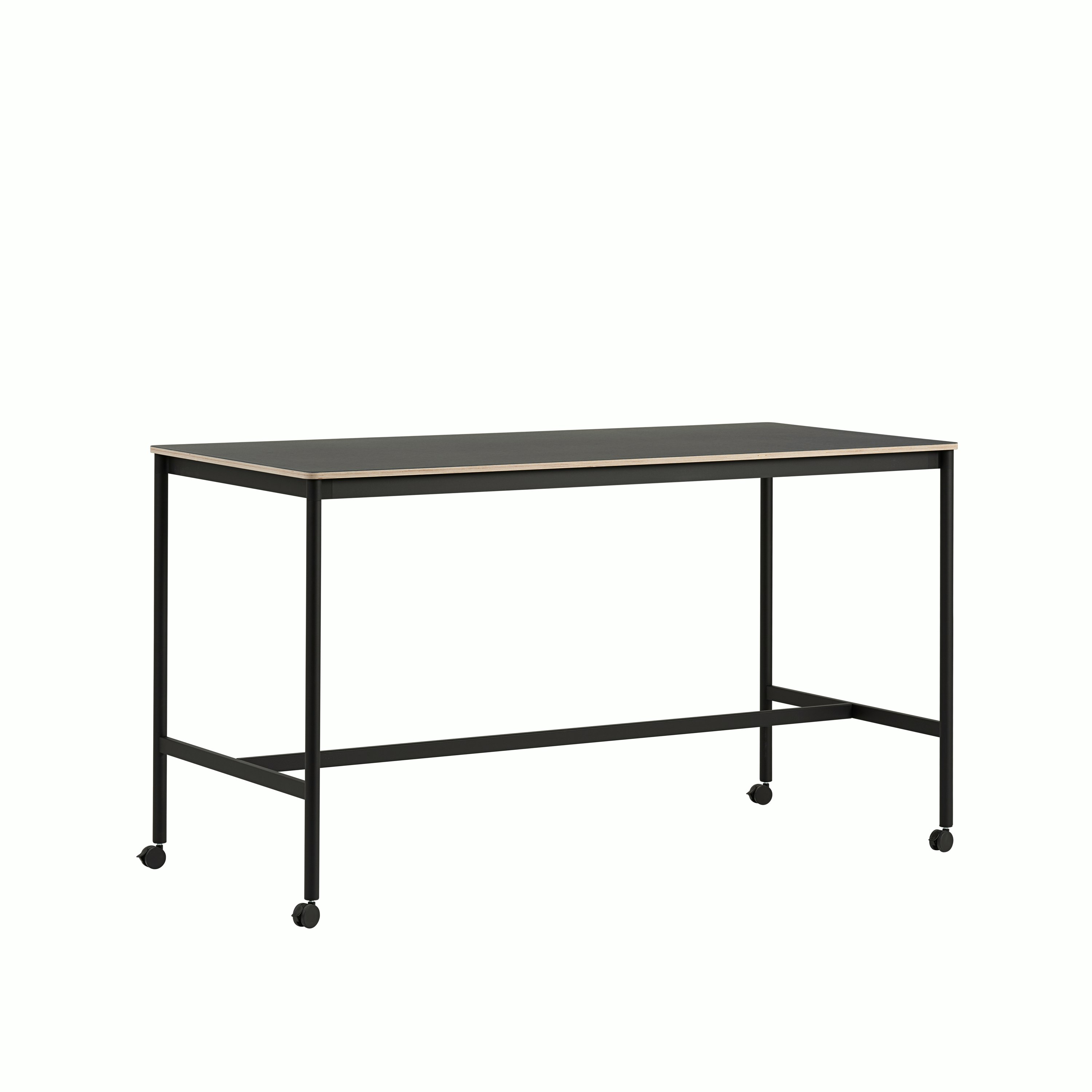 Base high table w castors 190x85 h105 black plywood black angle