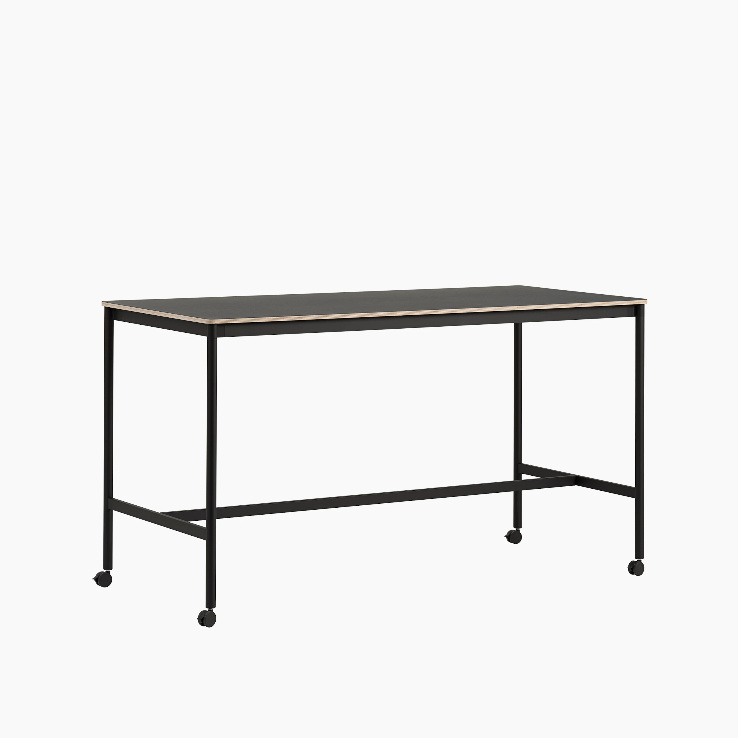 Base high table w castors 190x85 h105 black plywood black angle
