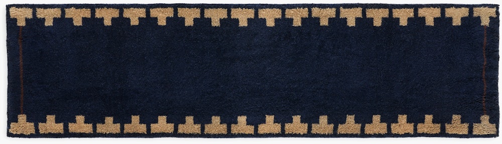 Backgammon Wool Moroccan Rug - Navy,  Runner