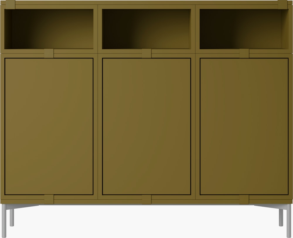 Stacked Storage Sideboard - Configuration 3,  Brown Green,  Metal Legs