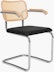 Cesca Armchair, Caned \ Natural Beech Back, Upholstered Seat, Volo Leather, Black