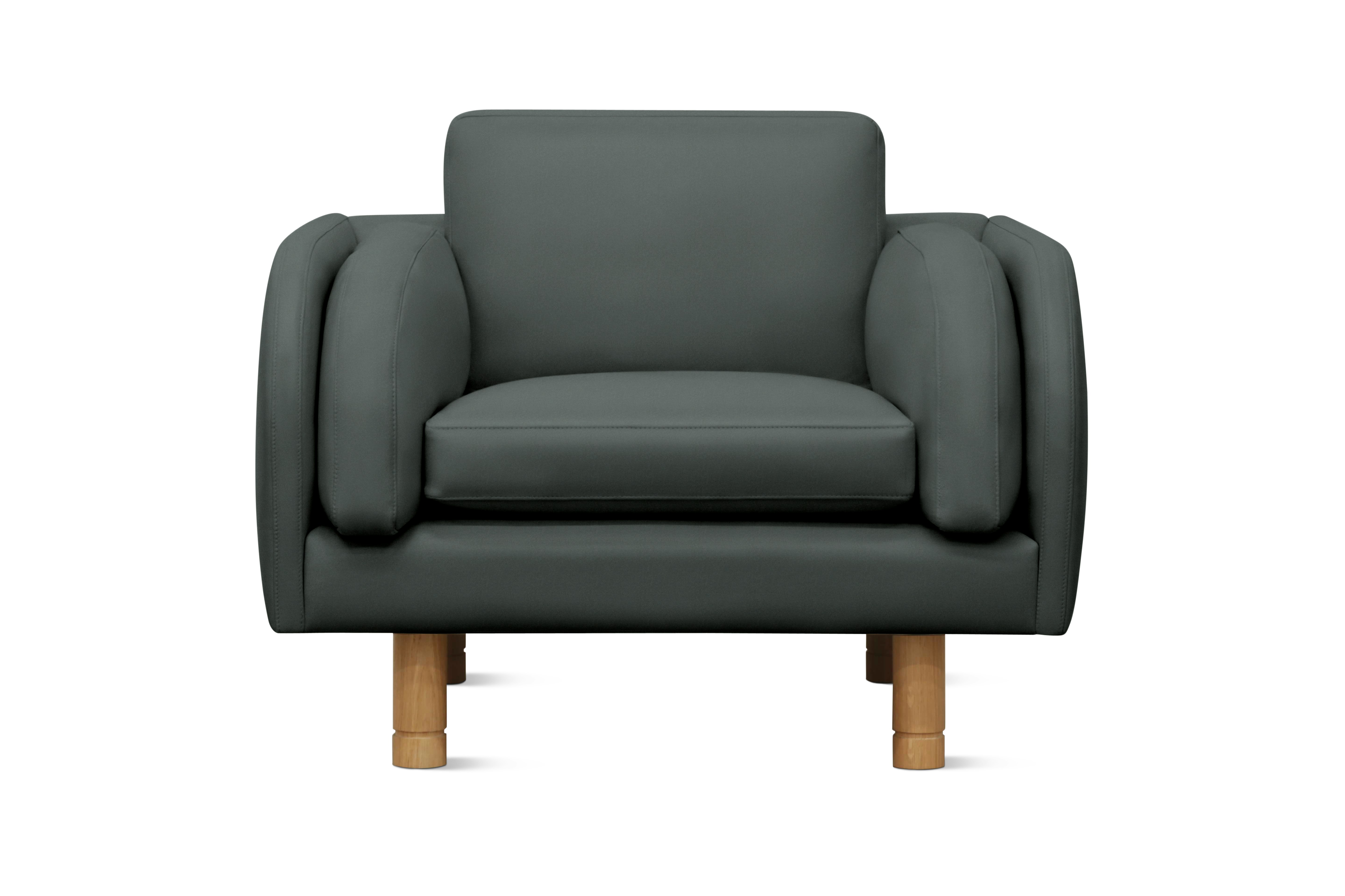 Moreno Lounge Chair - Marquis Velvet,  Charcoal,  Oak
