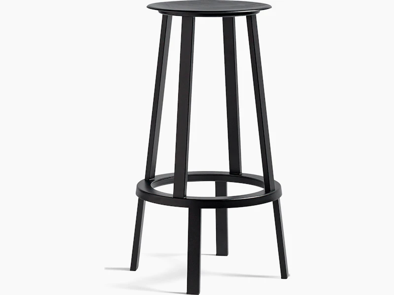 Black Revolver Stool, viewed at an angle.