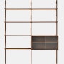 Royal System Shelving 2 Bay - Walnut,  1 Cabinet,  Rippled Glass Cabinet