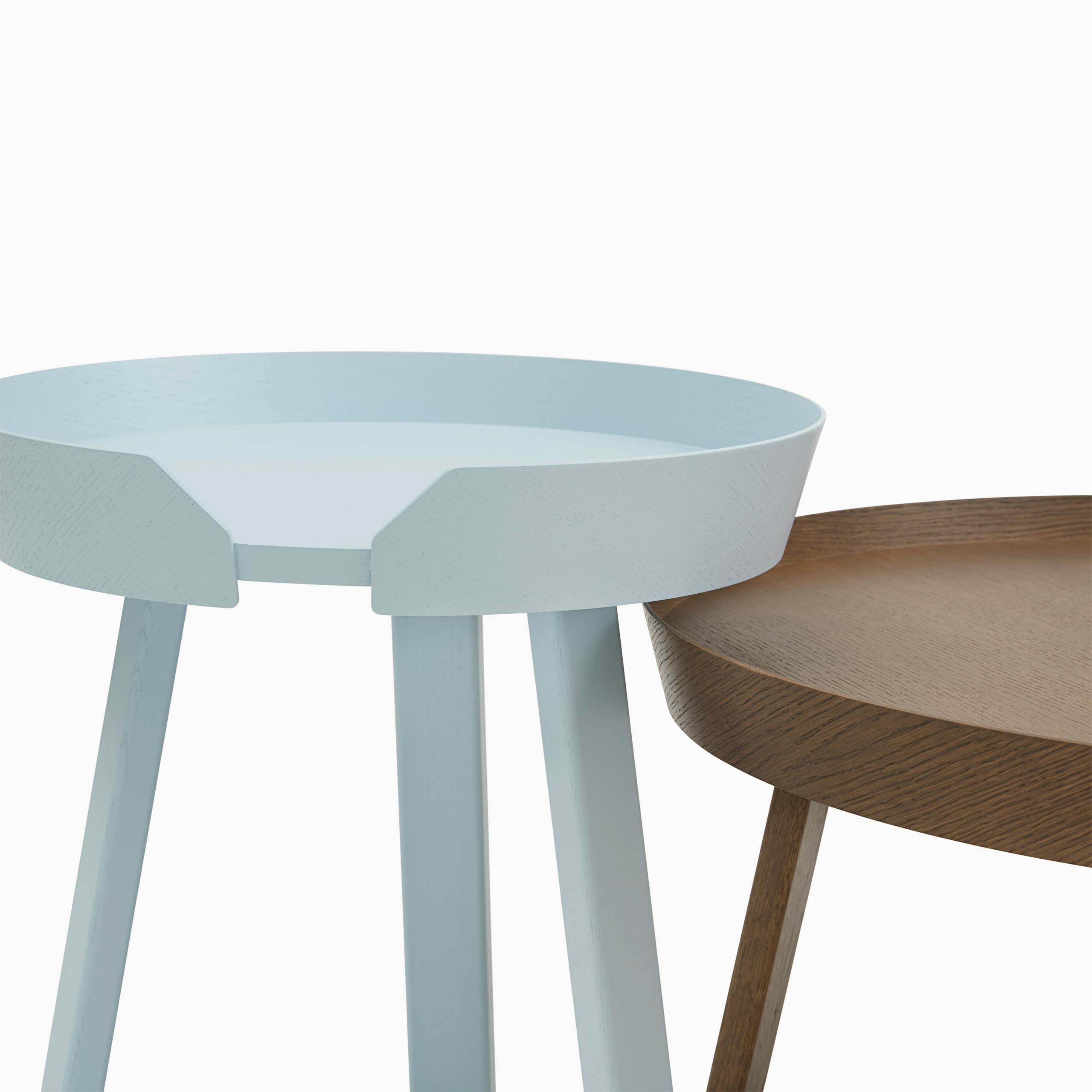 Around coffee table stained dark brown light blue detail Muuto 5000x5000 hi res