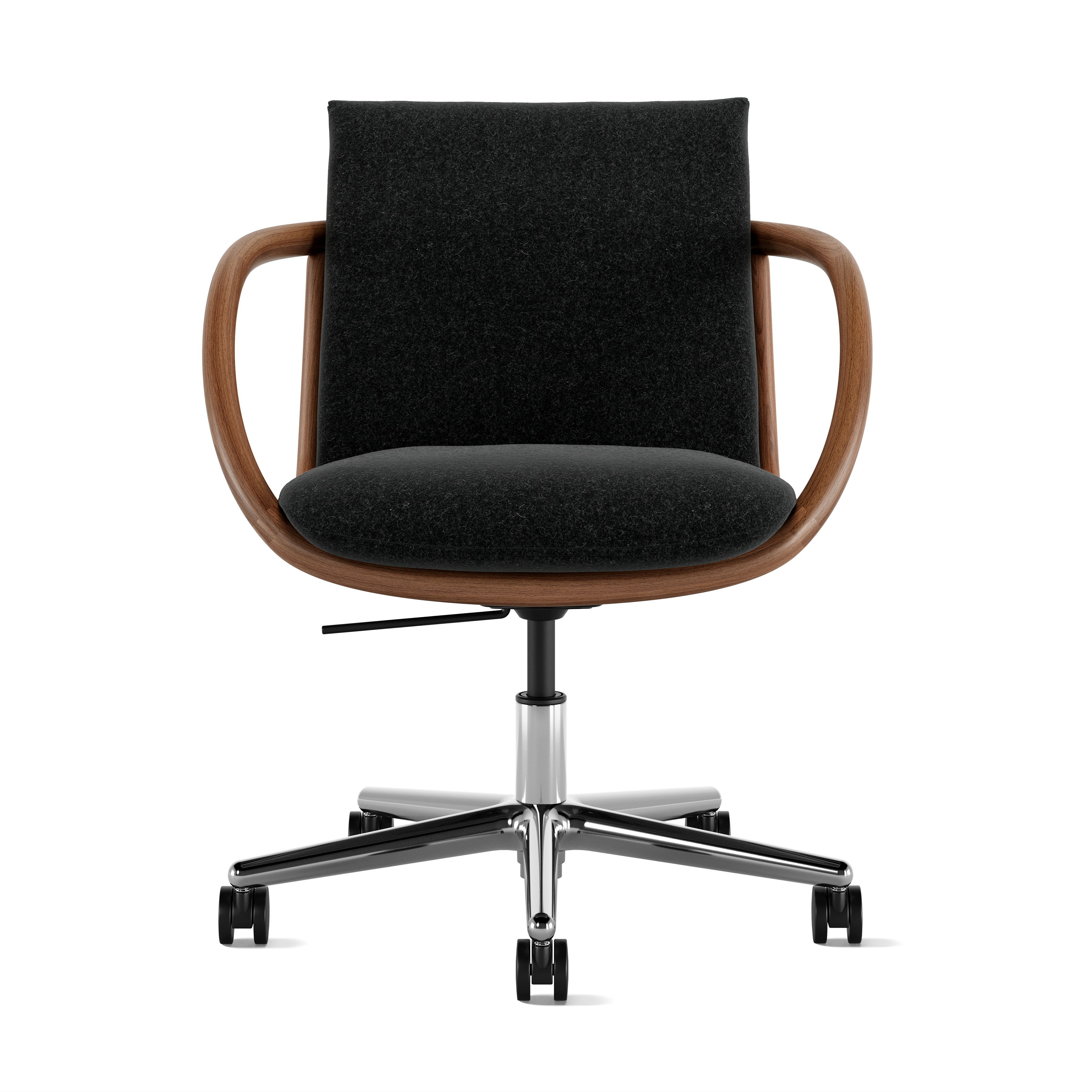 Full Loop Task Chair - Pecora Basalt,  Walnut,  Polished Aluminum