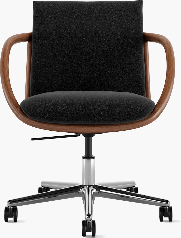 Full Loop Task Chair - Pecora Basalt,  Walnut,  Polished Aluminum