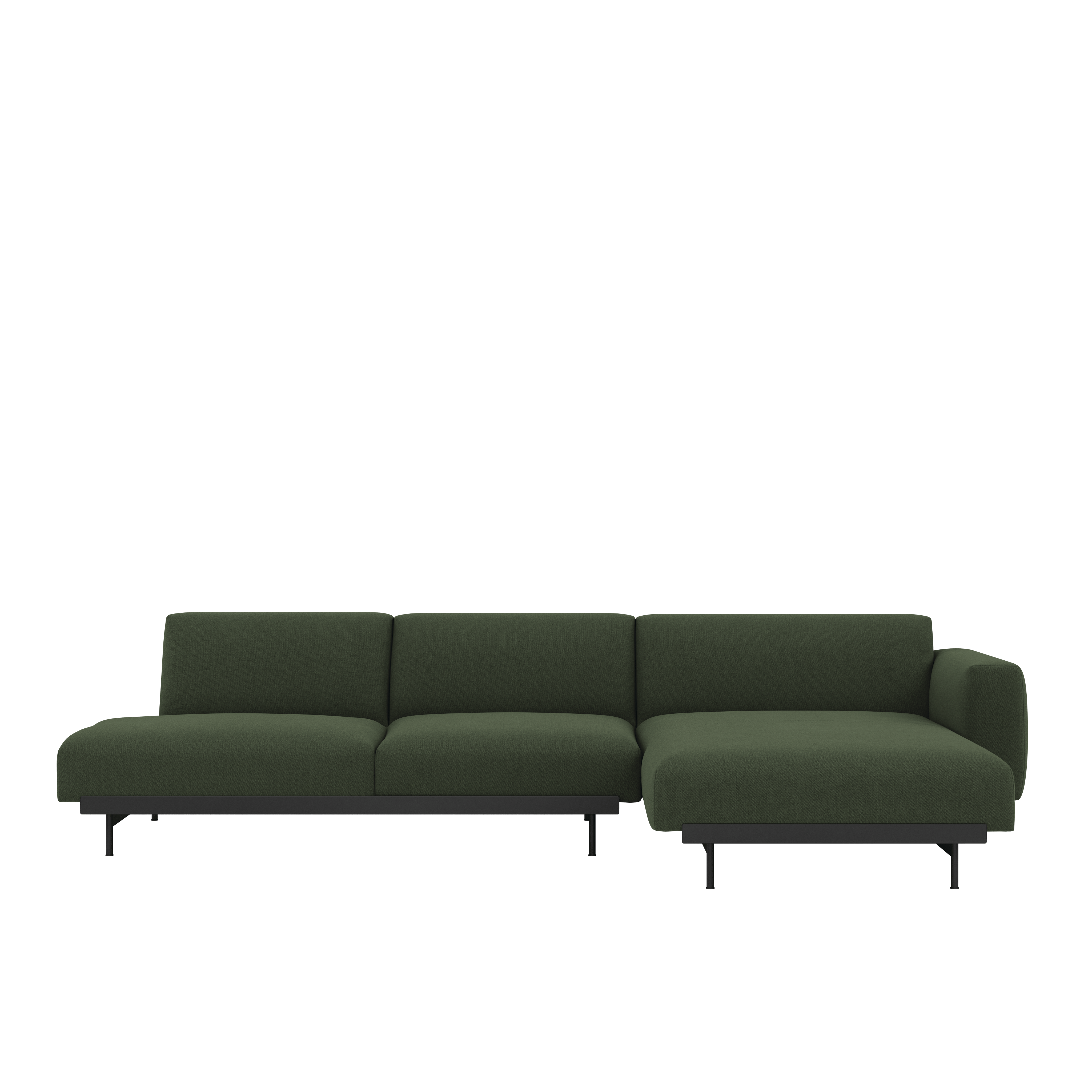 In Situ Sectional - One Arm Chaise,  Right,  3 Seater,  Configuration 8,  Vidar,  972 Deep Pine,  Black