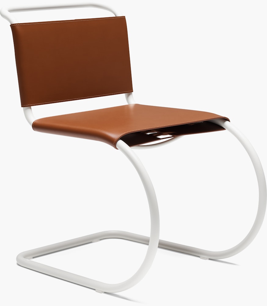 MR Side Chair - Side Chair,  Cowhide,  Light Brown,  White